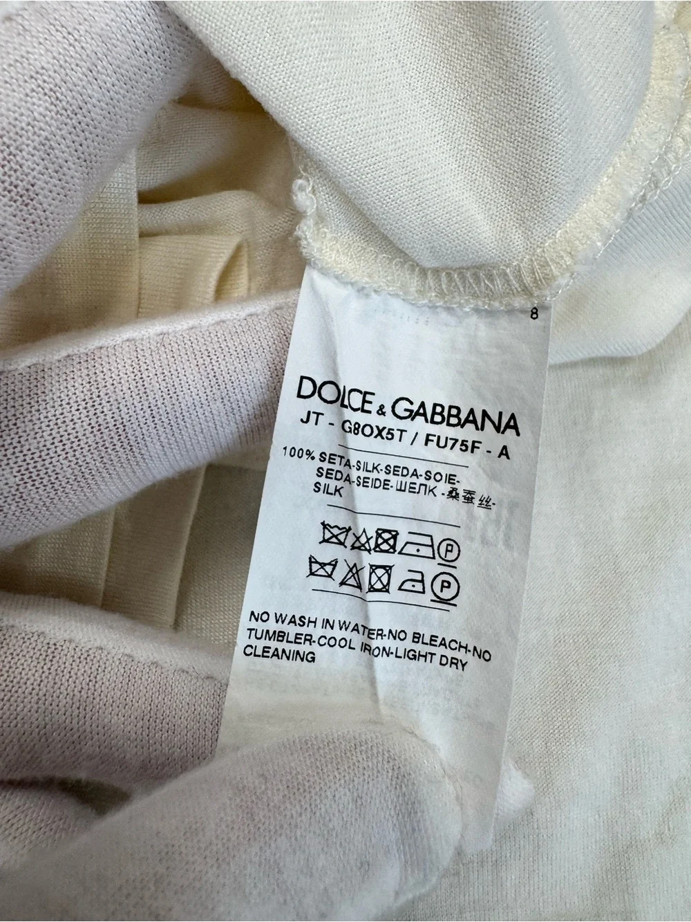 Dolce & Gabbana 100% Silk Ivory Turtleneck Long Sleeve Top IT 48